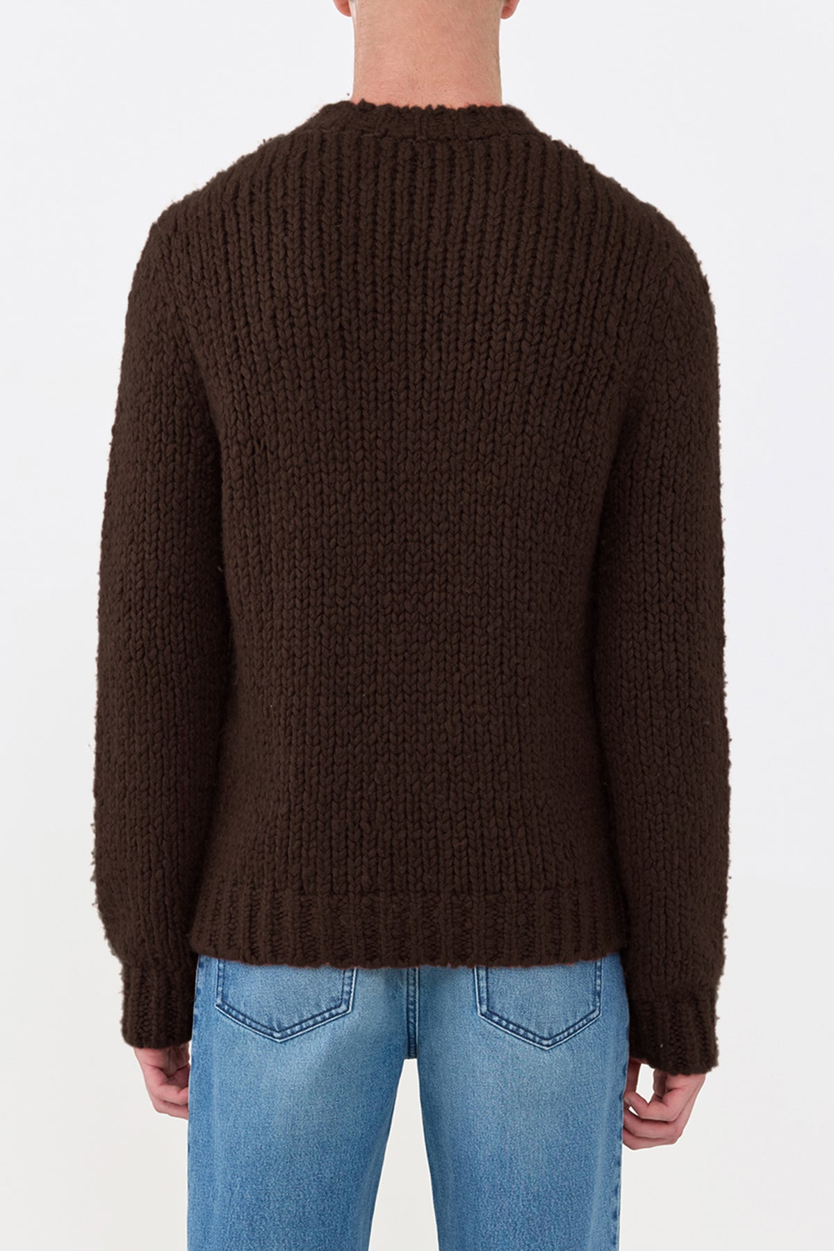Lawrence Knit Crewneck Sweater in Chocolate Welfat Cashmere