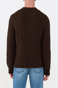 Lawrence Knit Crewneck Sweater in Chocolate Welfat Cashmere