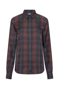 Henri Blouse in Tonic Orange Multi Wool Cashmere Plaid