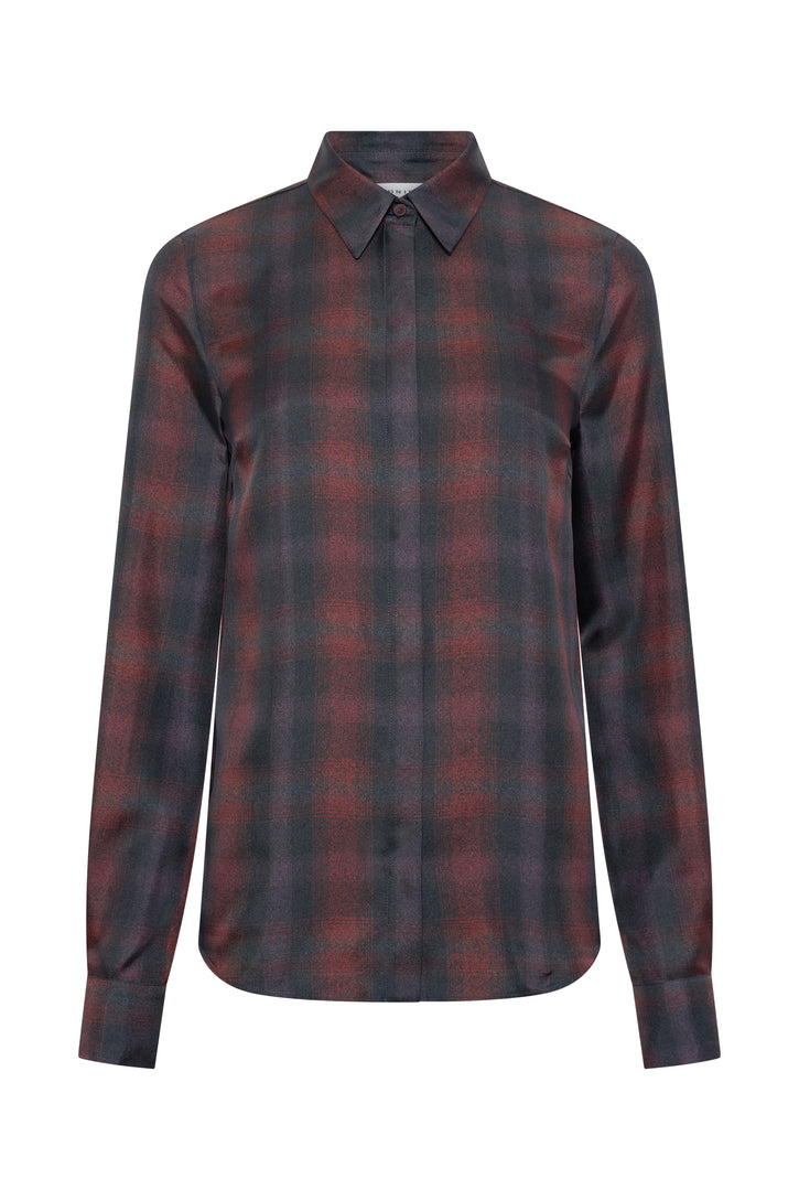 Henri Blouse in Tonic Orange Multi Wool Cashmere Plaid
