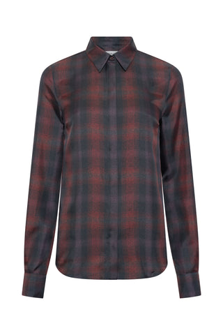 Henri Blouse in Tonic Orange Multi Wool Cashmere Plaid