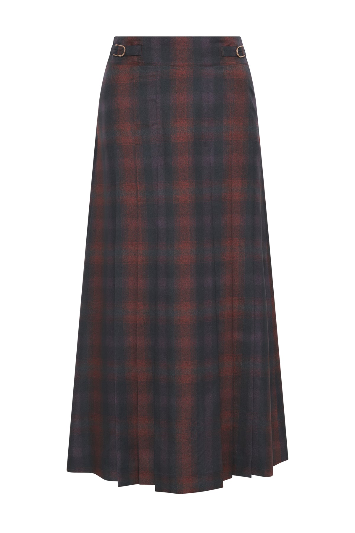 Wesley Skirt in Tonic Orange Multi Wool Cashmere Plaid