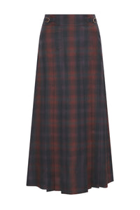 Wesley Skirt in Tonic Orange Multi Wool Cashmere Plaid