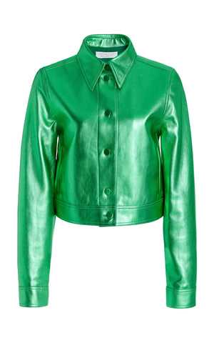 Thereza Jacket in Variseite Green Metallic Leather