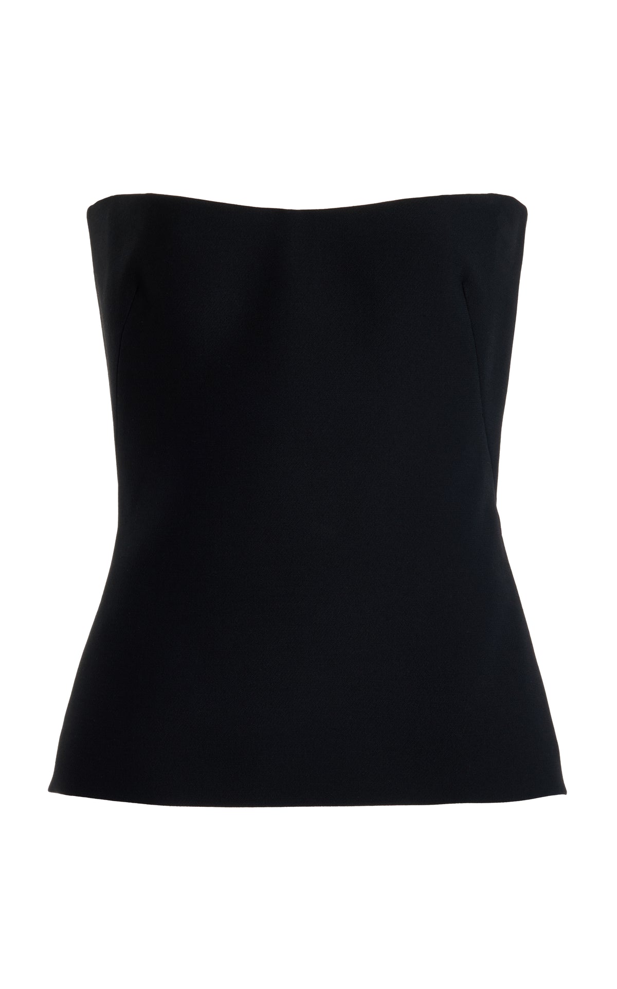 Una Top in Black Silk Wool Cady