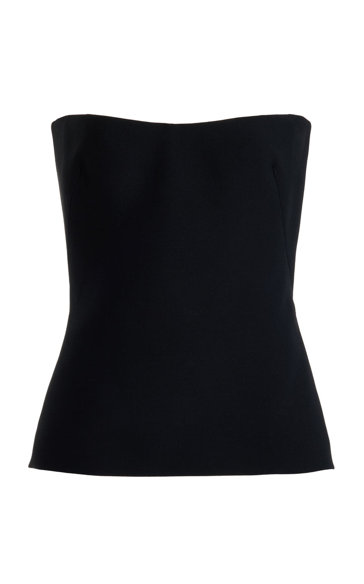 Una Top in Black Wool Silk Cady
