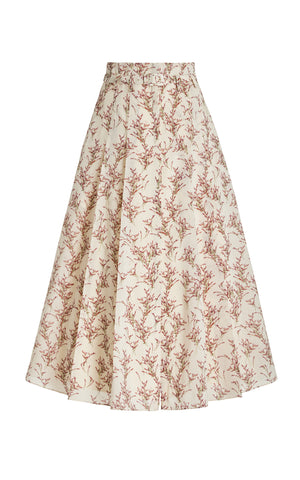 Dugald Pleated Skirt in Ivory Multi Wool