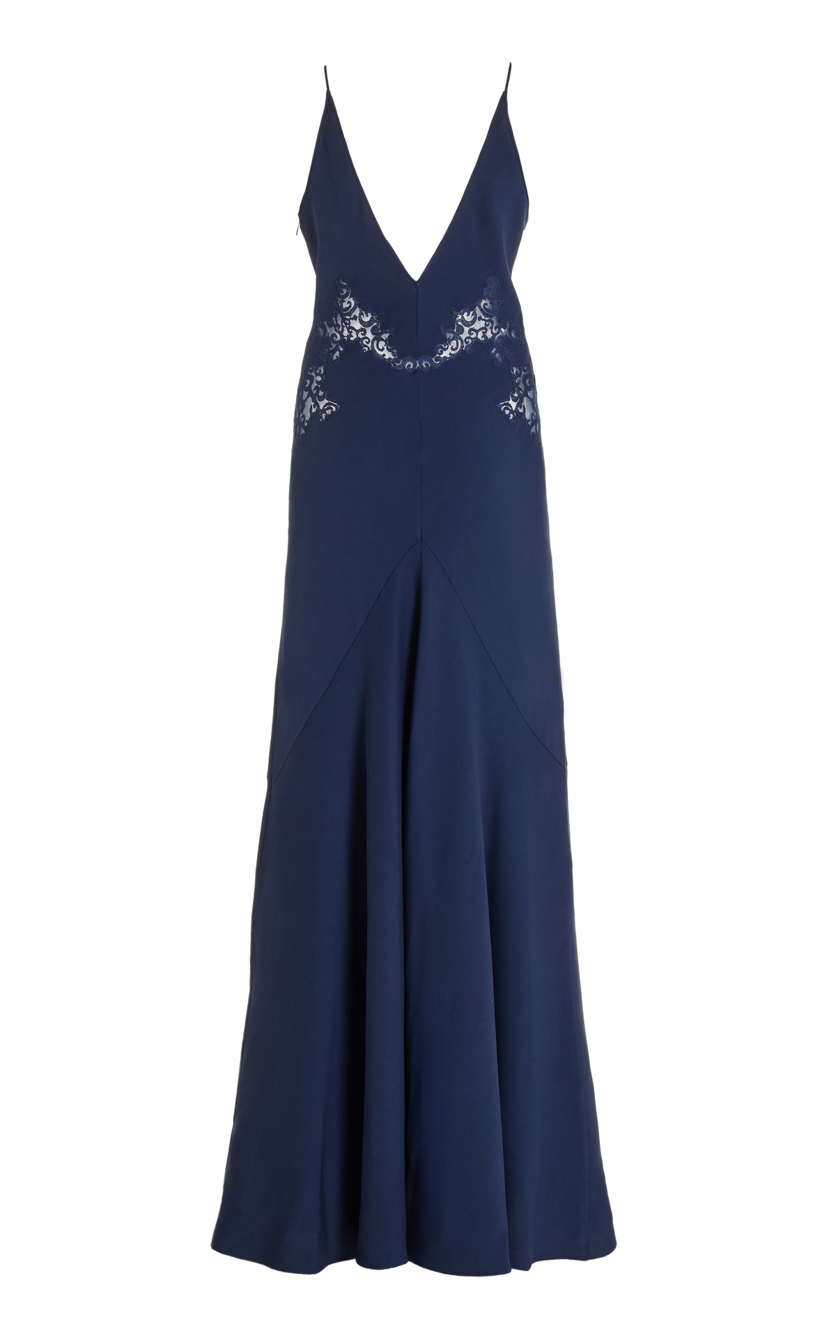 Apuleius Lace Dress in Navy Silk Crepe