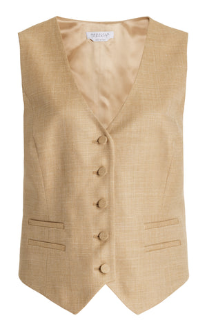 Coleridge Vest in Hay Virgin Wool and Linen Silk