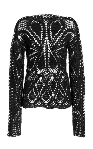 Capps Crochet Top in Black Wool Cashmere