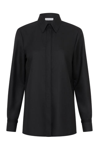 Cruz Shirt in Black & Camel Cashmere