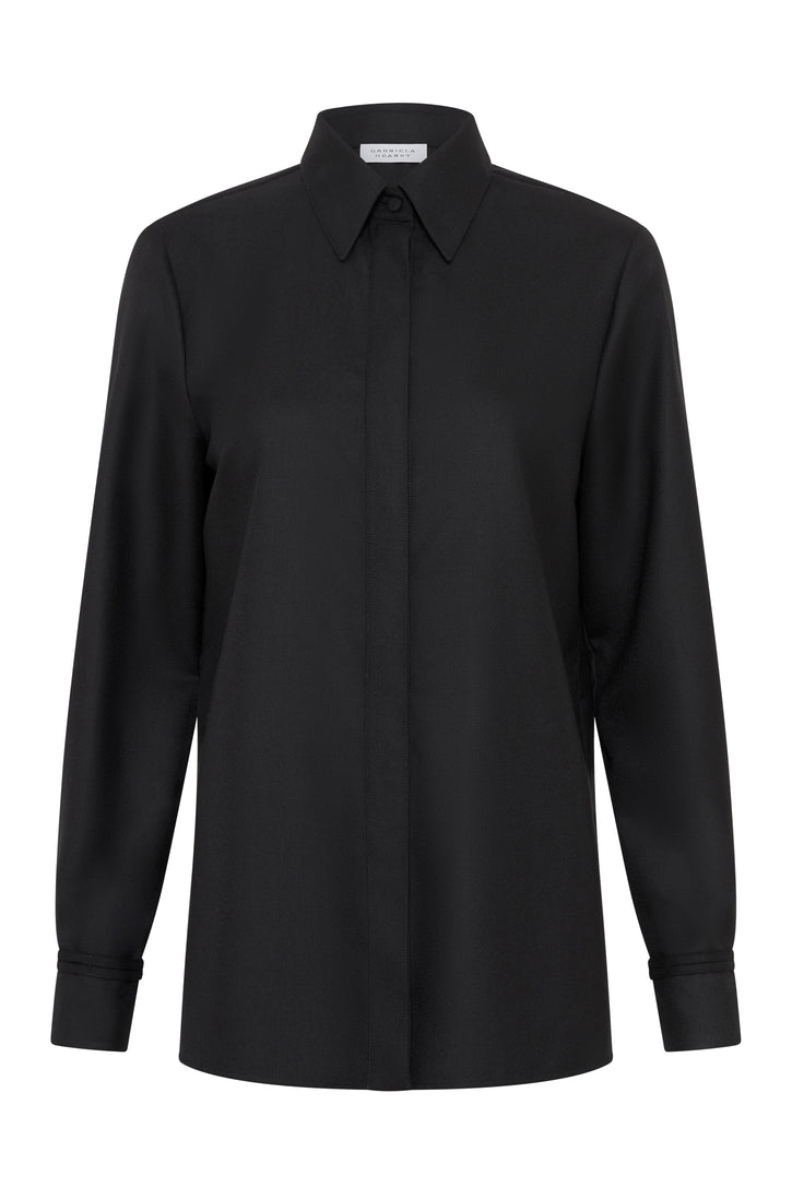 Cruz Shirt in Black & Camel Cashmere