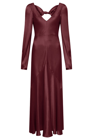 Peyton Maxi Dress In Bordeaux Silk Satin