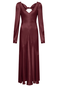 Peyton Maxi Dress In Bordeaux Silk Satin