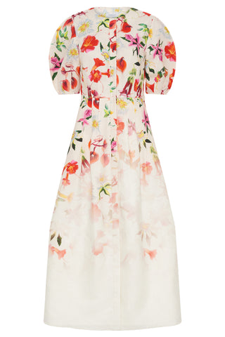 Ignis Maxi Shirtdress in Uruguayan Flowers Printed Linen