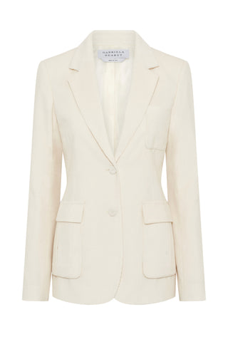 Louisa Blazer in Ivory Sea Island Cotton Corduroy