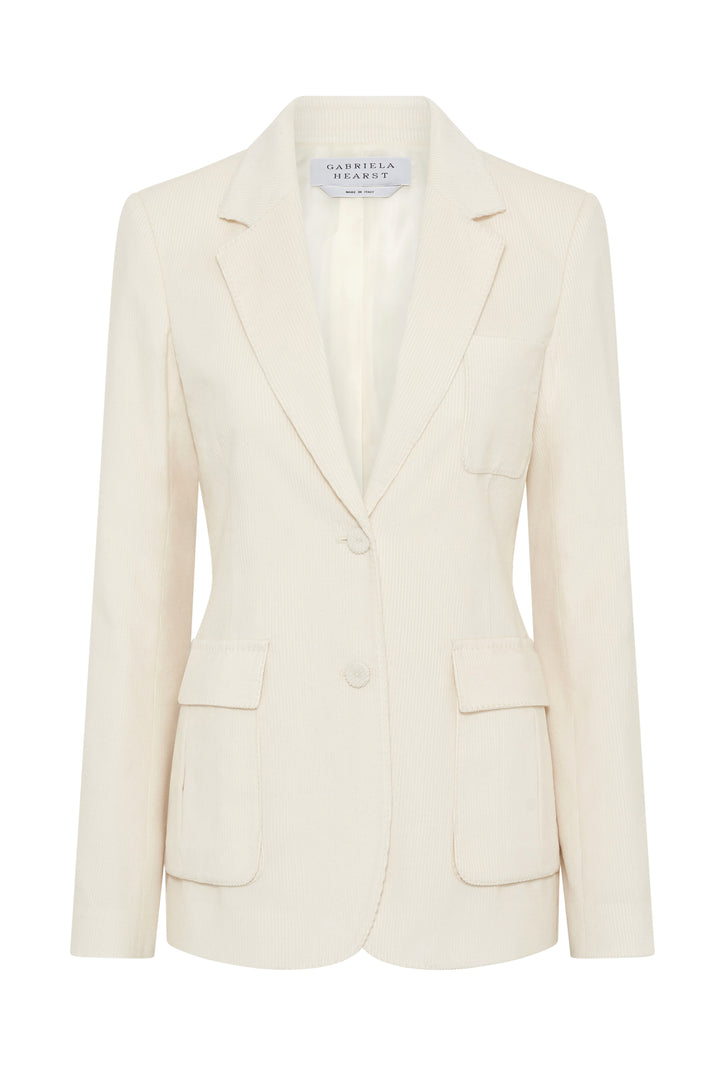 Louisa Blazer in Ivory Sea Island Cotton Corduroy