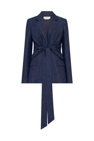 Grant Knotted Blazer in Recycled Cotton Denim