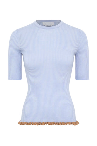 Mireya Knit Top in Halogen Blue Cashmere Silk