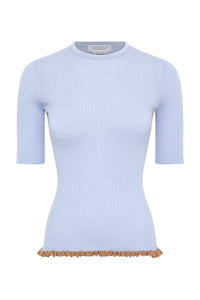 Mireya Knit Top in Halogen Blue Cashmere Silk