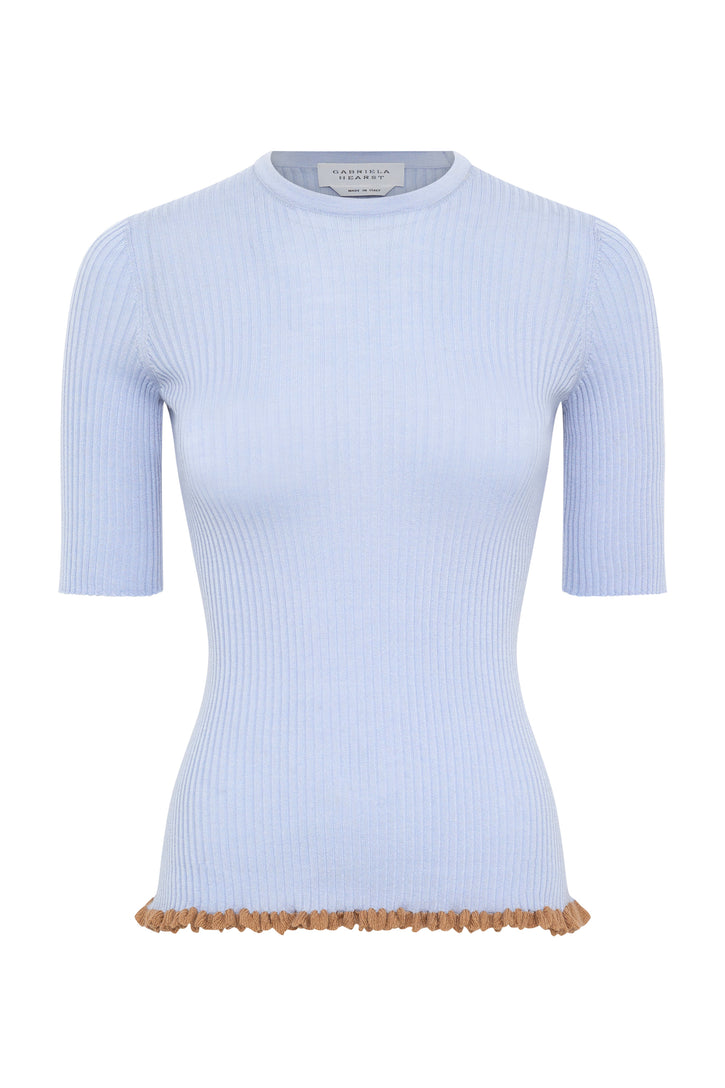Mireya Knit Top in Halogen Blue Cashmere Silk