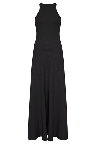 Siren Knit Maxi Dress in Black Merino Wool