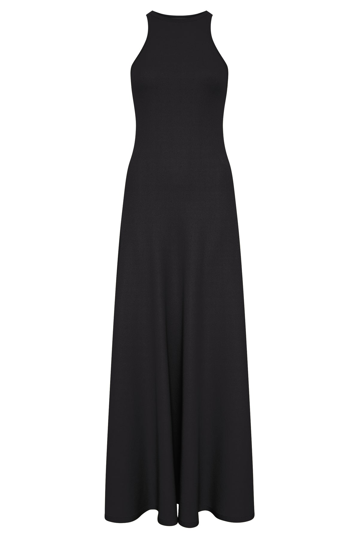 Siren Knit Maxi Dress in Black Merino Wool