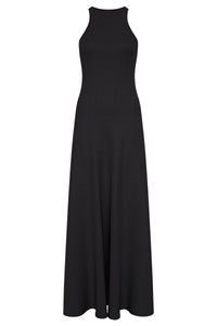 Siren Knit Maxi Dress in Black Merino Wool