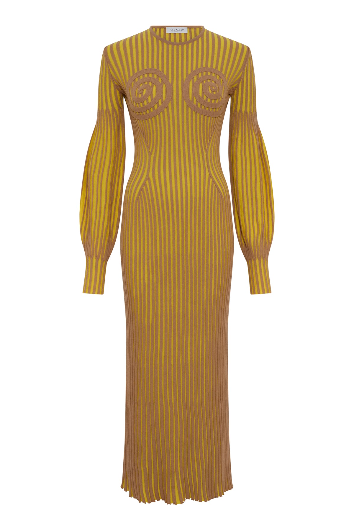 Karina Knit Maxi Dress in Citrine & Camel Merino Wool