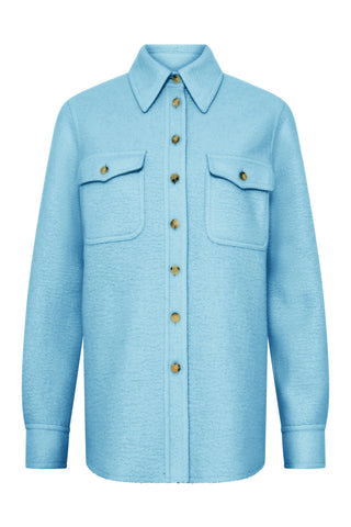 John Austin Shirt in Light Blue Cashmere Felt
