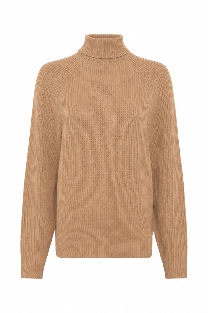 Wigman Knit Turtleneck Sweater in Camel Cashmere