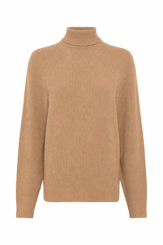 Wigman Knit Turtleneck Sweater in Camel Cashmere