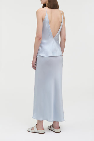 Maria Top in Light Blue Silk Satin