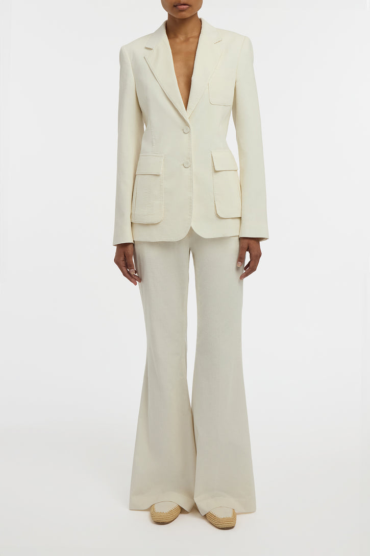 Ianthe Flare Pant in Ivory Sea Island Cotton Corduroy