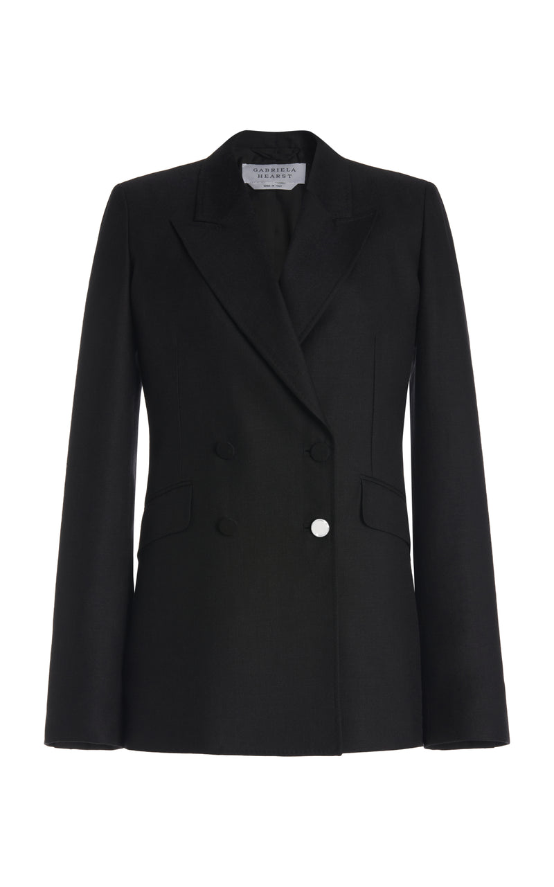 Black Wool Double-Breasted Stephanie Blazer - Front View | Gabriela Hearst