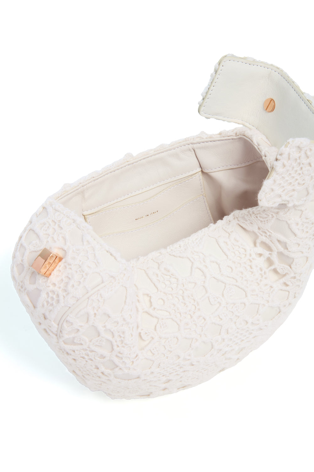 Demi Bag in Ivory Nappa Leather with Cashmere Lace