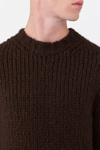 Lawrence Knit Crewneck Sweater in Chocolate Welfat Cashmere