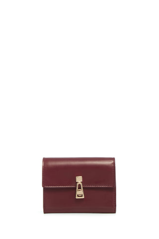 Bordeaux Leather Compact Flat Wallet - Front View | Gabriela Hearst