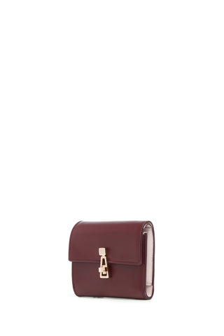 Bordeaux Leather Compact Flat Wallet - Side Angle | Gabriela Hearst