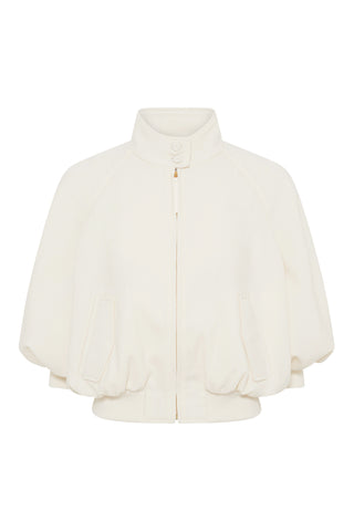 Aluin Jacket in Ivory Virgin Wool Crepe