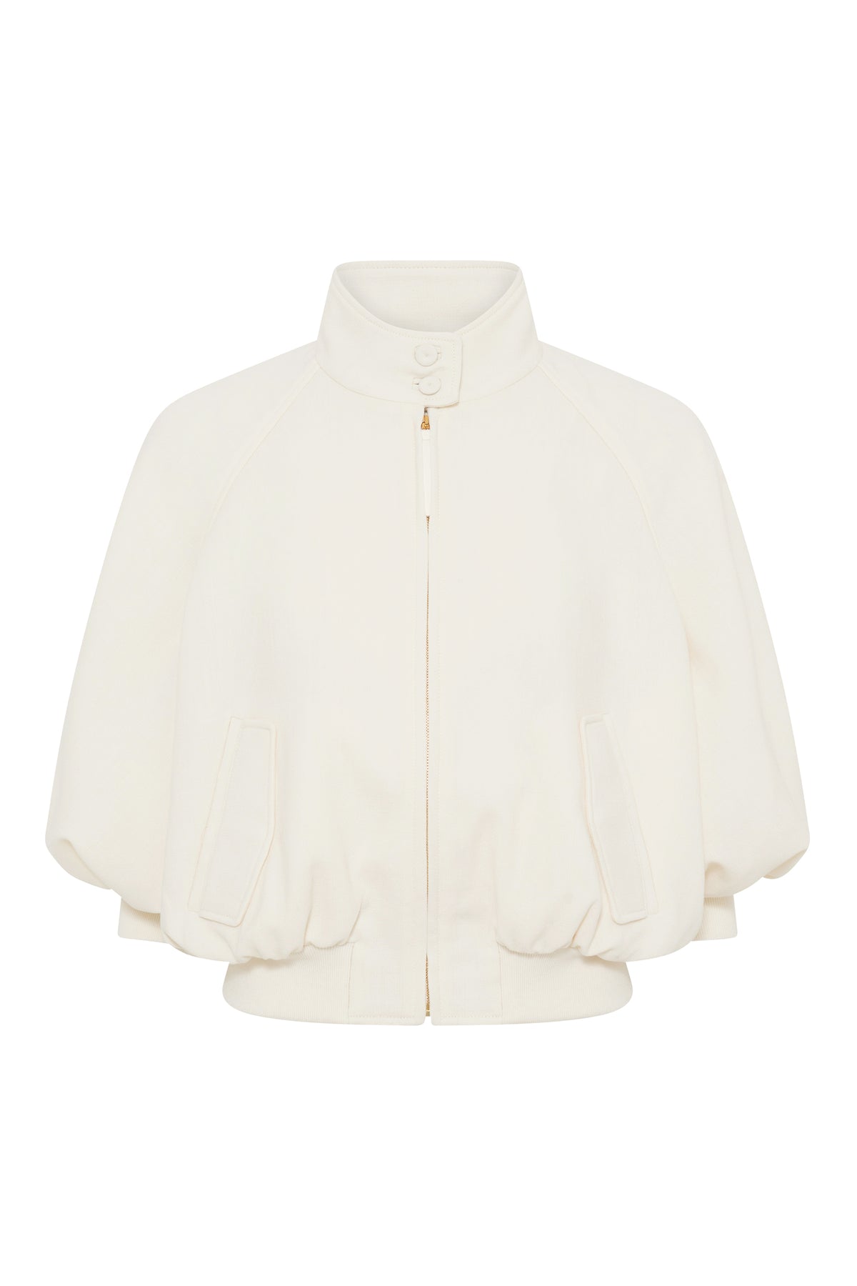 Aluin Jacket in Ivory Virgin Wool Crepe