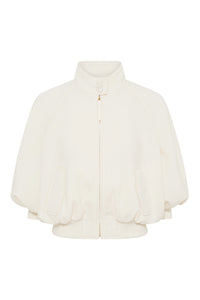 Aluin Jacket in Ivory Virgin Wool Crepe