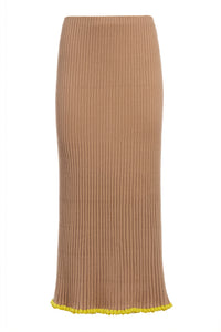 Kavya Knit Maxi Skirt in Camel Cashmere Silk
