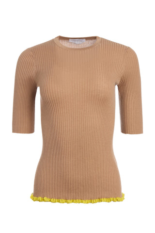 Mireya Knit Top in Camel Silk Casmere