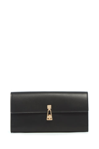 Black Leather Phone Wallet with Rose Gold Hardware - Front View | Gabriela Hearst