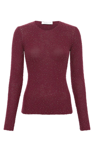Bordeaux Beaded Cashmere Silk Sweater - Flat Lay | Gabriela Hearst