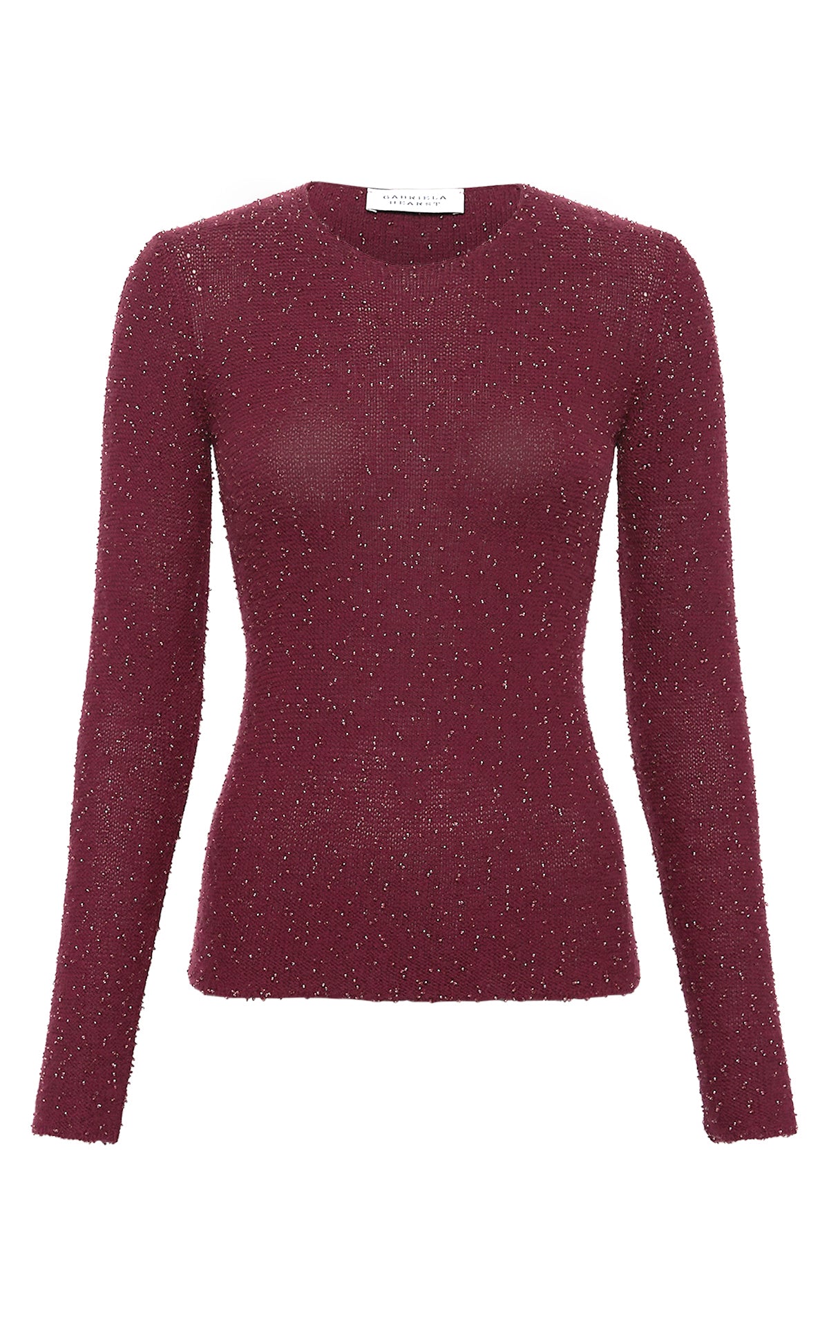 Nello Knit Sweater in Bordeaux & Fuchsia Beaded Cashmere