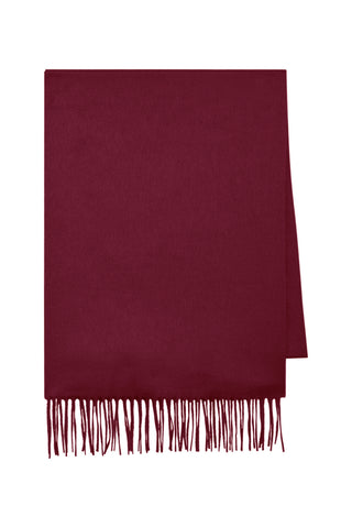 Blaine Fringe Scarf in Bordeaux Brushed Silk Cashmere