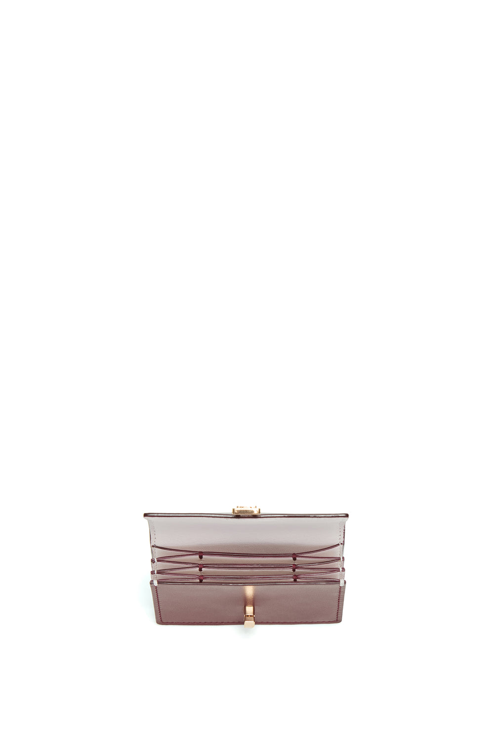 Concertina Card Wallet in Bordeaux & Pink Leather