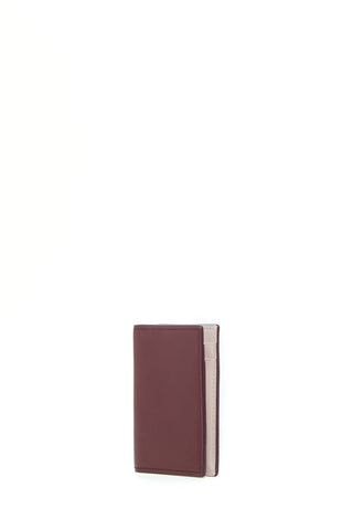 Bordeaux Leather Card Wallet with Pink Interior - Side Angle | Gabriela Hearst